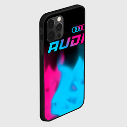 Чехол для iPhone 12 Pro Max Audi - neon gradient: символ сверху, цвет: 3D-черный — фото 2