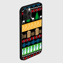 Чехол для iPhone 12 Pro Max Новогодний узор с пивом, цвет: 3D-черный — фото 2