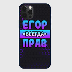 Чехол для iPhone 12 Pro Max Егор всегда прав - неоновые соты, цвет: 3D-черный