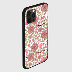 Чехол для iPhone 12 Pro Max Фламинго и лотосы, цвет: 3D-черный — фото 2
