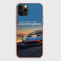 Чехол для iPhone 12 Pro Max Lamborghini Huracan STO - car racing, цвет: 3D-светло-розовый