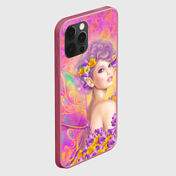 Чехол для iPhone 12 Pro Max Розовая фея бабочка, цвет: 3D-малиновый — фото 2