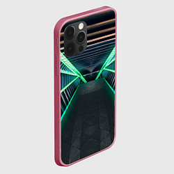 Чехол для iPhone 12 Pro Max Неоновые фонари на космическом коридоре, цвет: 3D-малиновый — фото 2