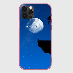 Чехол для iPhone 12 Pro Max На краю пропасти под луной, цвет: 3D-малиновый