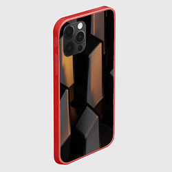 Чехол для iPhone 12 Pro Max Абстрактные тёмные геометрические блоки, цвет: 3D-красный — фото 2