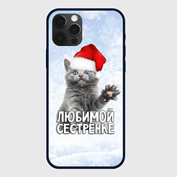 Чехол для iPhone 12 Pro Max Любимой сестренке - котик, цвет: 3D-черный