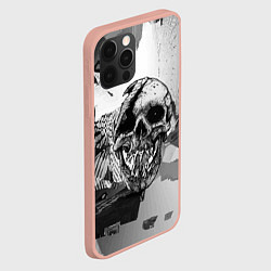 Чехол для iPhone 12 Pro Max Череп монстра - fangs - glitch, цвет: 3D-светло-розовый — фото 2