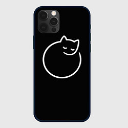 Чехол для iPhone 12 Pro Max Минималистичный круглый кот, цвет: 3D-черный