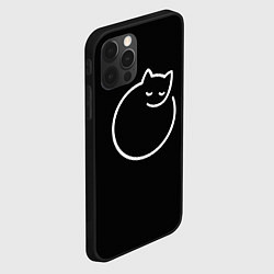 Чехол для iPhone 12 Pro Max Минималистичный круглый кот, цвет: 3D-черный — фото 2