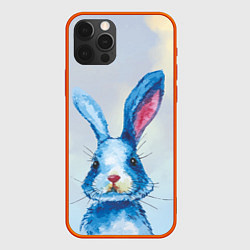 Чехол для iPhone 12 Pro Max Синий кролик на фоне неба, цвет: 3D-красный
