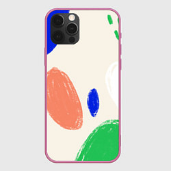 Чехол для iPhone 12 Pro Max Разноцветные пятна, цвет: 3D-малиновый