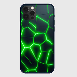 Чехол для iPhone 12 Pro Max Зелёные неоновые плиты, цвет: 3D-черный