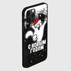 Чехол для iPhone 12 Pro Max С Новым годом - кот Саймона и снежинки, цвет: 3D-черный — фото 2