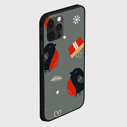 Чехол для iPhone 12 Pro Max Новогодние снегири, цвет: 3D-черный — фото 2