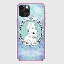 Чехол для iPhone 12 Pro Max Милый кролик в рамке, цвет: 3D-малиновый