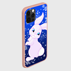 Чехол для iPhone 12 Pro Max Кролик на фоне снежинок, цвет: 3D-светло-розовый — фото 2