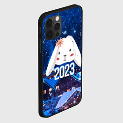 Чехол для iPhone 12 Pro Max Белый крольчонок с цветком, цвет: 3D-черный — фото 2