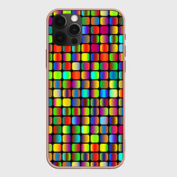 Чехол для iPhone 12 Pro Max Квадраты градиент, цвет: 3D-светло-розовый