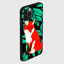 Чехол для iPhone 12 Pro Max Лиса на фоне листьев, цвет: 3D-черный — фото 2