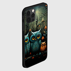 Чехол для iPhone 12 Pro Max Совы в стиле Folk Art, цвет: 3D-черный — фото 2