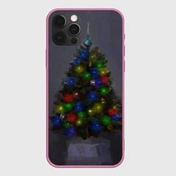 Чехол для iPhone 12 Pro Max Огни на новогодней елке, цвет: 3D-малиновый