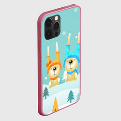 Чехол для iPhone 12 Pro Max Милые зайчики, цвет: 3D-малиновый — фото 2