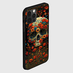 Чехол для iPhone 12 Pro Max Череп украшенный цветущими маками, цвет: 3D-черный — фото 2