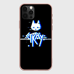 Чехол для iPhone 12 Pro Max Stray blue glitch, цвет: 3D-светло-розовый