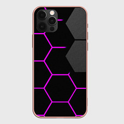 Чехол для iPhone 12 Pro Max Крупные неоновые соты, цвет: 3D-светло-розовый