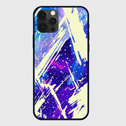 Чехол для iPhone 12 Pro Max Синие и фиолетовые мазки краски, цвет: 3D-черный