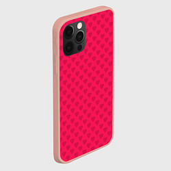 Чехол для iPhone 12 Pro Max Красный паттерн с мелкими сердечками, цвет: 3D-светло-розовый — фото 2