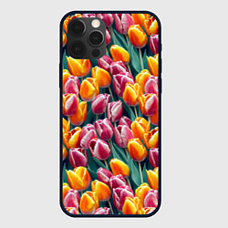 Чехол для iPhone 12 Pro Max Роскошные тюльпаны, цвет: 3D-черный