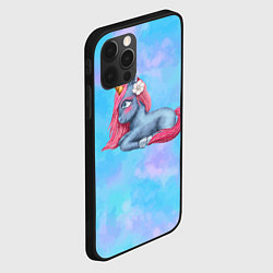 Чехол для iPhone 12 Pro Max Синий единорог с розовой гривой, цвет: 3D-черный — фото 2