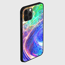Чехол для iPhone 12 Pro Max Абстрактные разноцветные молнии, цвет: 3D-черный — фото 2