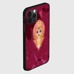 Чехол для iPhone 12 Pro Max Девушка в красном кокошнике с золотыми украшениями, цвет: 3D-черный — фото 2