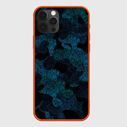 Чехол для iPhone 12 Pro Max Камуфляж тёмно-синий, цвет: 3D-красный