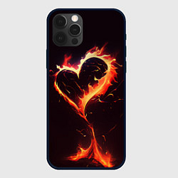 Чехол для iPhone 12 Pro Max Арт нейросети пламенное сердце, цвет: 3D-черный
