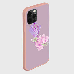Чехол для iPhone 12 Pro Max Лайн арт рука и цветок, цвет: 3D-светло-розовый — фото 2