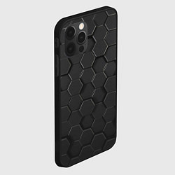 Чехол для iPhone 12 Pro Max Abstraction hexagon grey, цвет: 3D-черный — фото 2