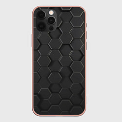 Чехол для iPhone 12 Pro Max Abstraction hexagon grey, цвет: 3D-светло-розовый