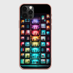 Чехол для iPhone 12 Pro Max Разноцветный жилой дом, цвет: 3D-светло-розовый