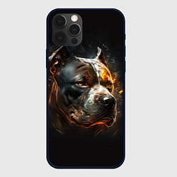 Чехол для iPhone 12 Pro Max Стаффордширский терьер - огонь, цвет: 3D-черный