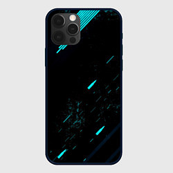 Чехол для iPhone 12 Pro Max Abstraction Line blue, цвет: 3D-черный
