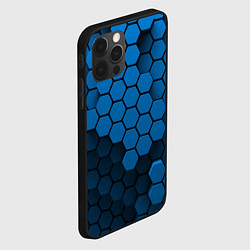 Чехол для iPhone 12 Pro Max Голубые соты абстракция, цвет: 3D-черный — фото 2