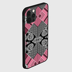 Чехол для iPhone 12 Pro Max Геометрический розово-черный с белым узор, цвет: 3D-черный — фото 2