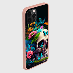 Чехол для iPhone 12 Pro Max Цветочный череп, цвет: 3D-светло-розовый — фото 2