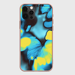 Чехол iPhone 12 Pro Max Голубые бабочки асбтракция