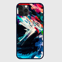 Чехол для iPhone 12 Pro Max Разноцветные мазки краски, цвет: 3D-черный