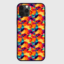 Чехол для iPhone 12 Pro Max Абстрактный узор из разноцветных окружностей, цвет: 3D-черный