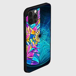 Чехол для iPhone 12 Pro Max Уэнсдей - окно ночной витраж - текстура зерна, цвет: 3D-черный — фото 2